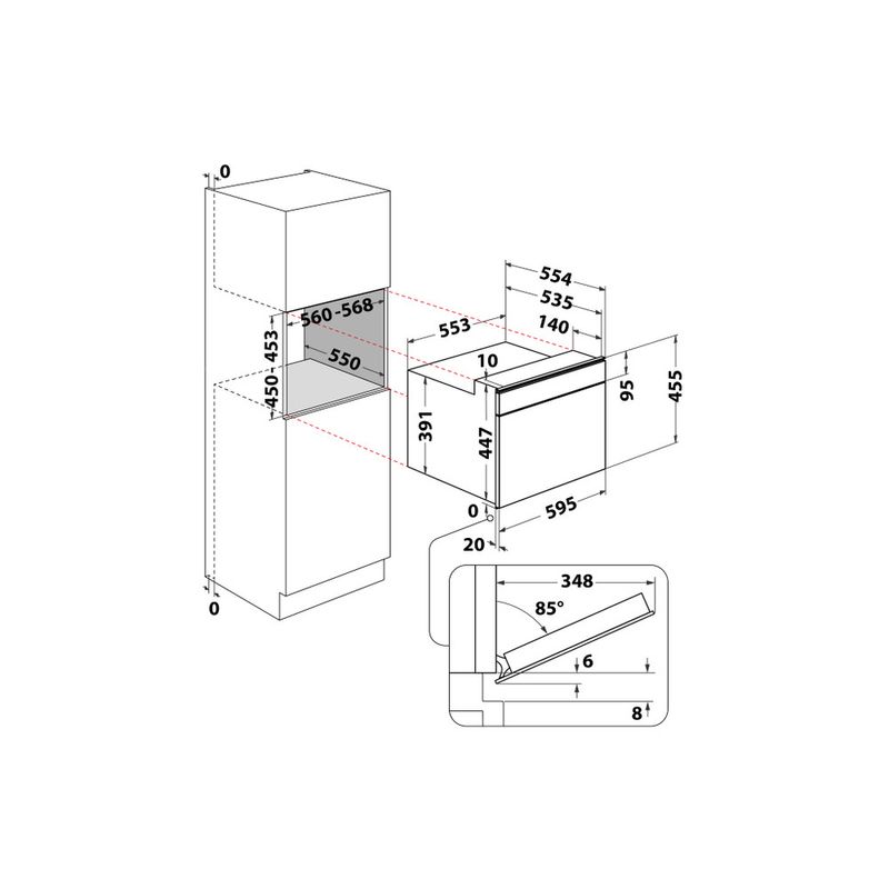 Whirlpool Microonde Da incasso AMW 508/IX Stainless Steel Elettronico 40 Microonde combinato 900 Technical drawing