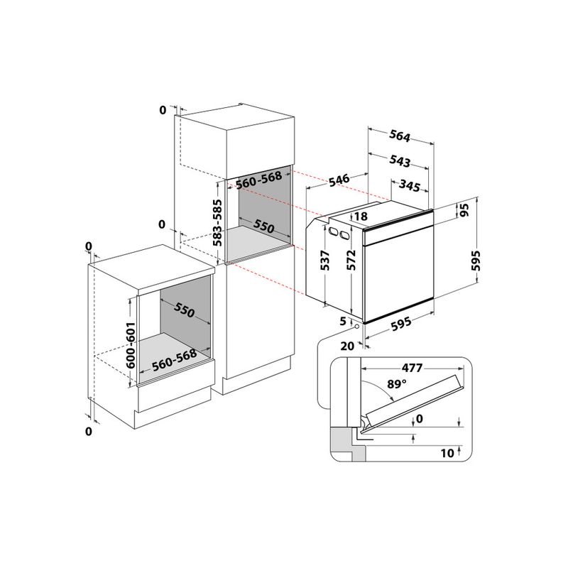 Whirlpool Forno Da incasso AKZM 8660 IX Elettrico A+ Technical drawing