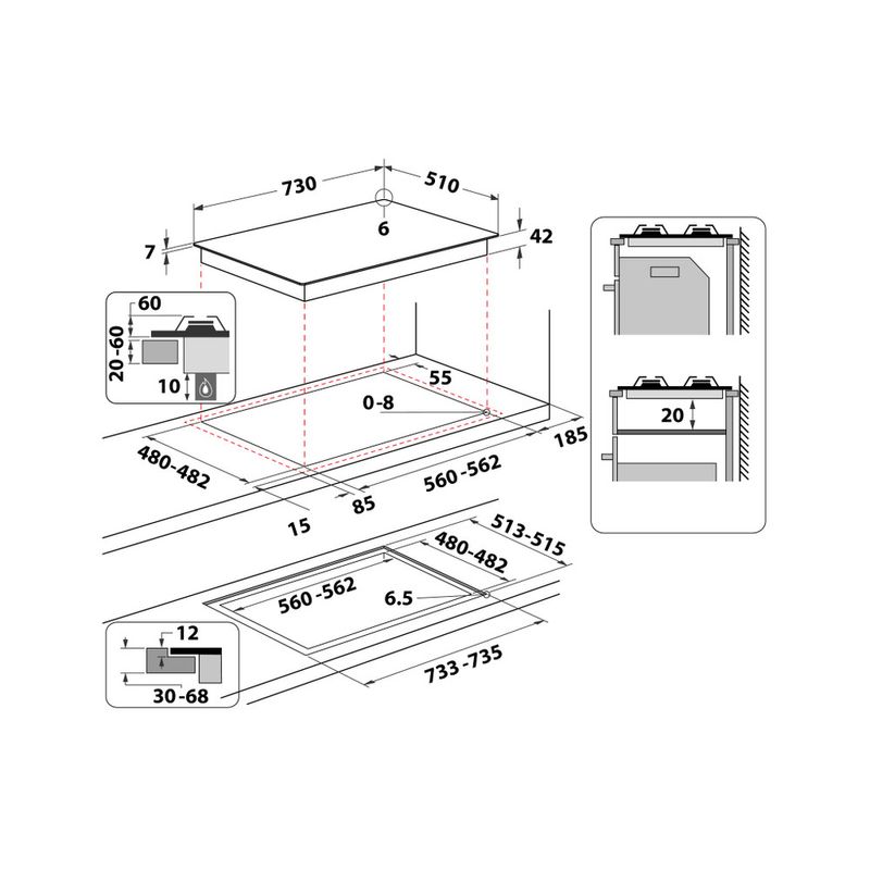 Whirlpool-Piano-cottura-GOA-7523-NB-Nero-GAS-Technical-drawing
