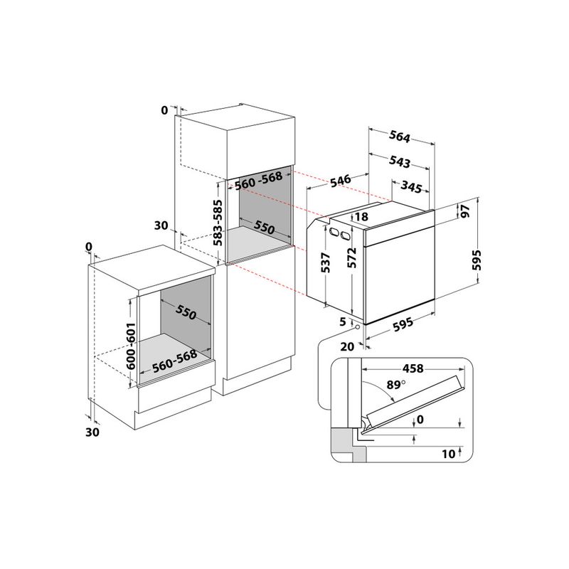 Whirlpool Forno Da incasso AKP9 785 IX Elettrico A Technical drawing