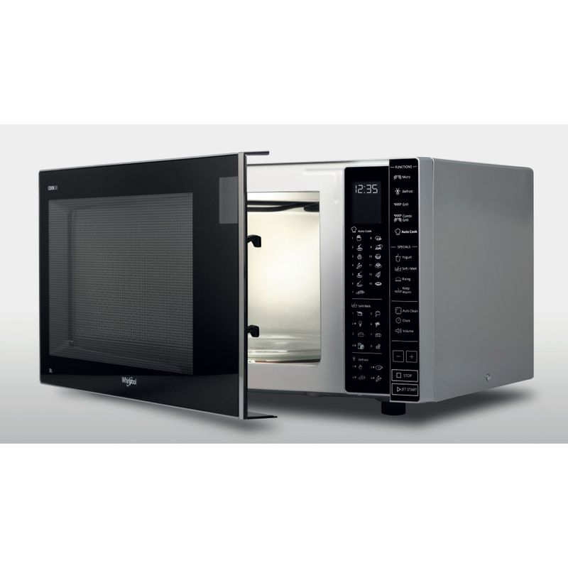 Whirlpool Microonde A libera installazione MWP 303 SB Argento Elettronico 30 Microonde + grill 900 Perspective open