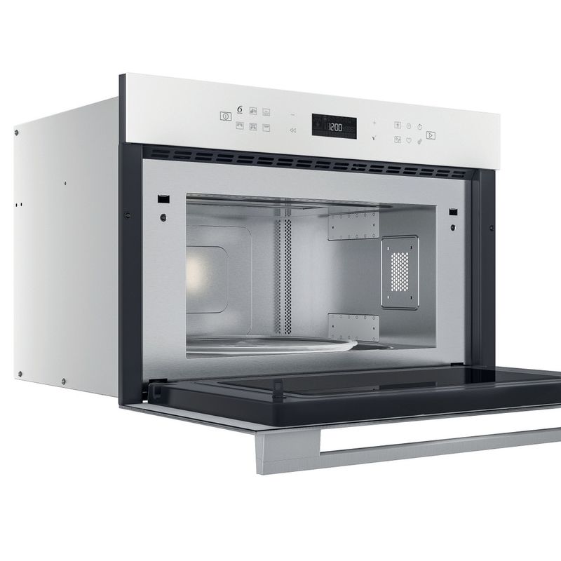 Whirlpool Microonde Da incasso W7 MD440 WH Bianco Elettronico 31 Microonde + grill 1000 Perspective open