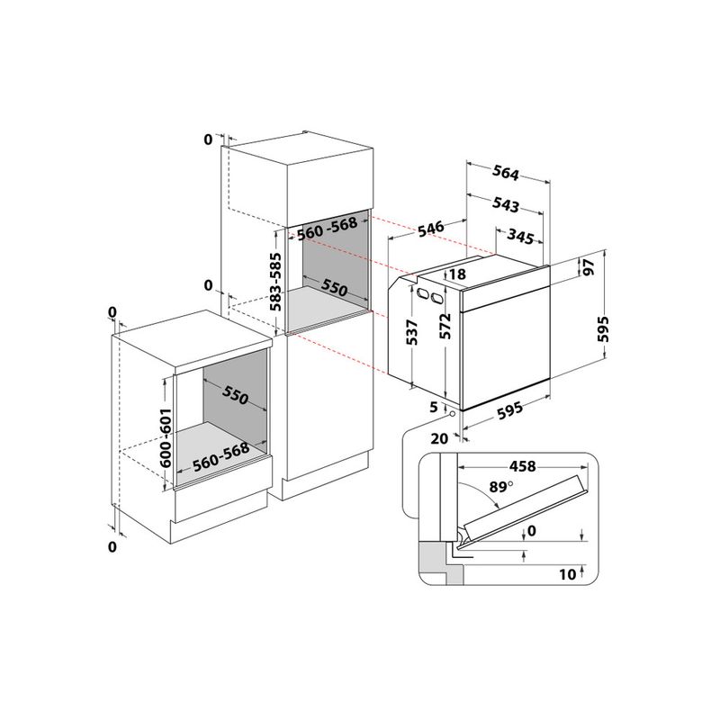 Whirlpool-Forno-Da-incasso-OAKZ9-156-P-IX-Elettrico-A-Technical-drawing