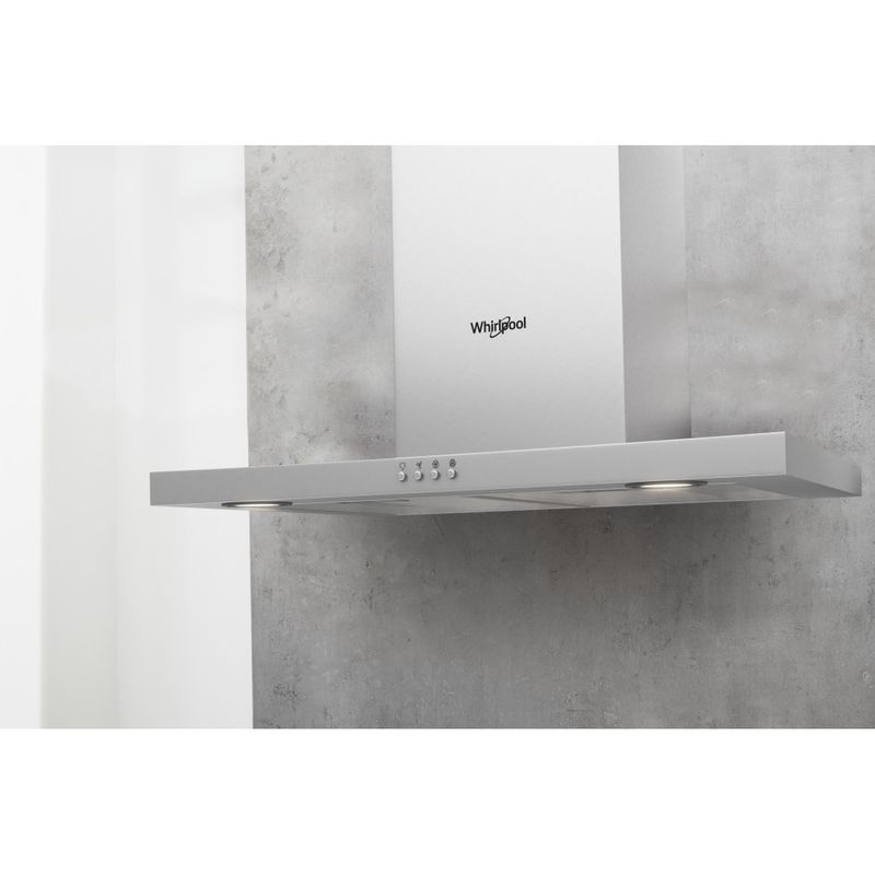 Whirlpool AKR5593IX Cappa da cucina a parete cm. 90 - Larghezza 90 cm -  Profondità 45 cm - Altezza 62 cm - Classe D (A+++) - Portata 432 m3 -  Rumorosità 65