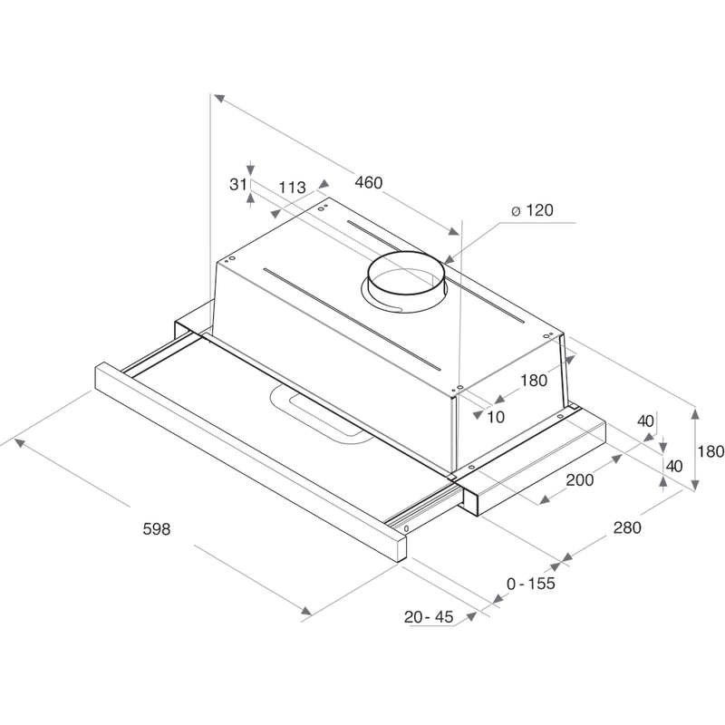 Whirlpool-Cappa-Da-incasso-AKR-749-1-IX-Grigio-Da-incasso-Meccanico-Technical-drawing