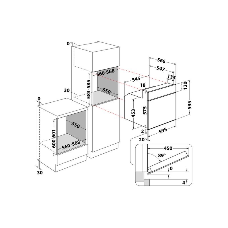 Whirlpool Forno Da incasso AKP 444/NB Elettrico A Technical drawing