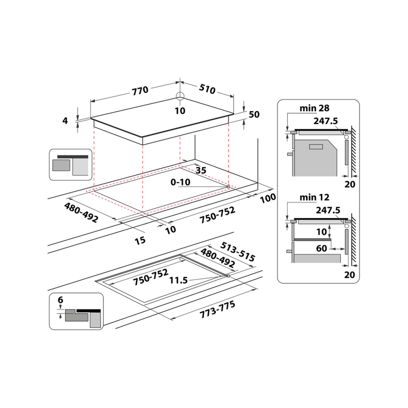 Whirlpool-Piano-cottura-WL-S5177-NE-Nero-Induction-vitroceramic-Technical-drawing