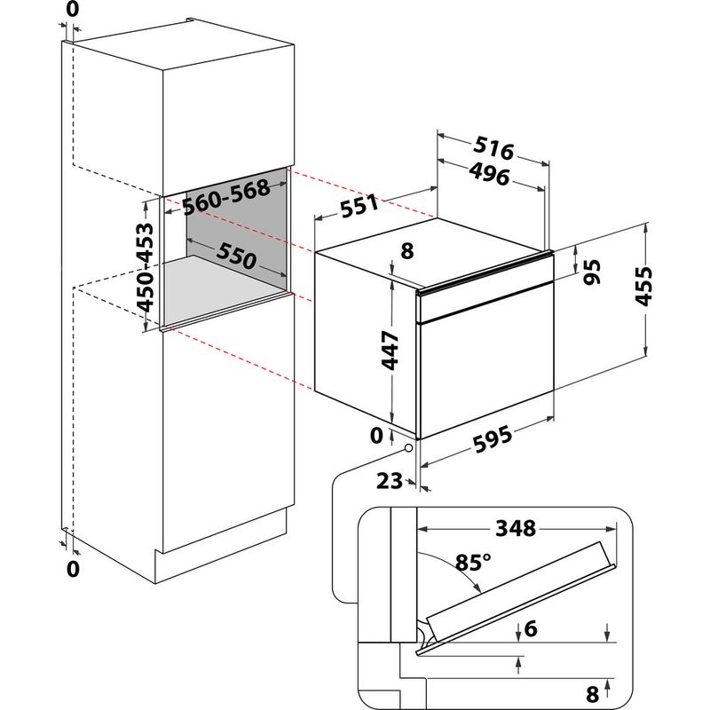 Whirlpool Forno Da incasso W11I MS180 Elettrico A Technical drawing