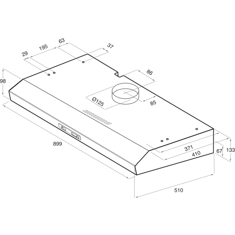 Whirlpool Cappa Da incasso AKR 934/1 IX Inox Montaggio a parete Meccanico Technical drawing