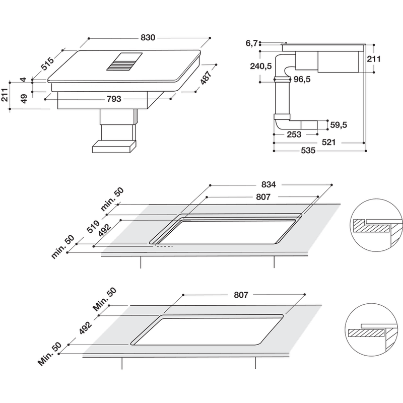 Whirlpool-Venting-cooktop-WVH-92-K-Nero-Technical-drawing