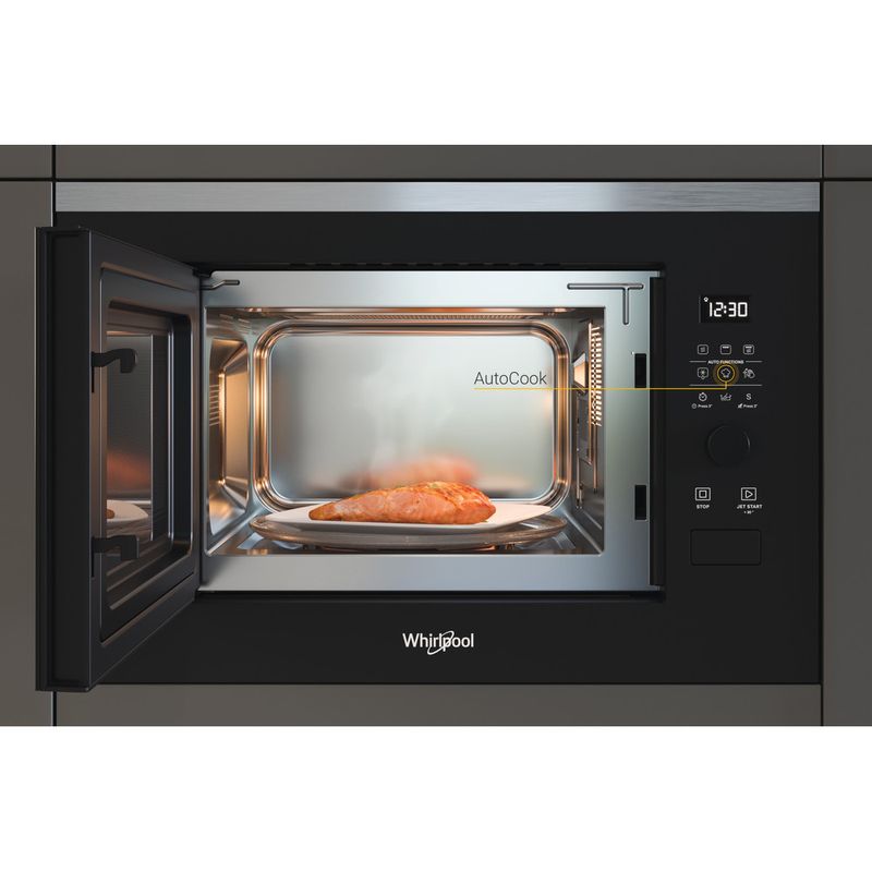 Whirlpool Microonde Da incasso WMF250G Inox Elettronico 25 Microonde + grill 900 Lifestyle frontal open