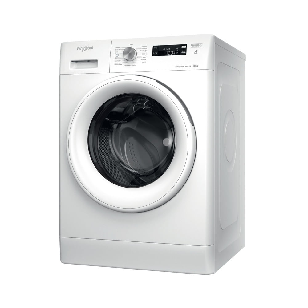 Scopri l’efficienza e il risparmio energetico con Whirlpool FFS P8 IT, la lavatrice a libera installazione 8 kg con tecnologia Sesto Senso.