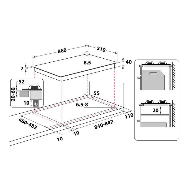 Piano cottura a gas Whirlpool - GMAL 9522/IXL - Whirlpool Italia