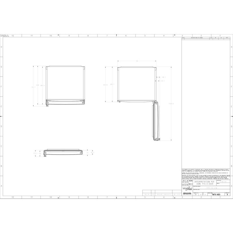 Whirlpool Combinazione Frigorifero/Congelatore A libera installazione WT70E 952 X Optic Inox 2 porte Technical drawing