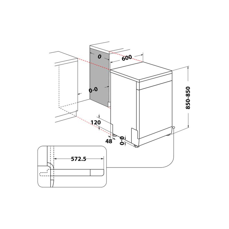 Whirlpool Lavastoviglie A libera installazione WFO 3O41 PL X A libera installazione C Technical drawing