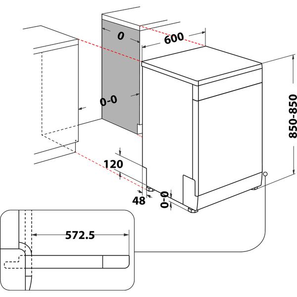 Whirlpool Lavastoviglie A libera installazione WFC 3C26 PF X A libera installazione E Technical drawing