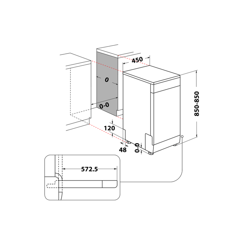 Whirlpool-Lavastoviglie-A-libera-installazione-WSFC-3M17-X-A-libera-installazione-F-Technical-drawing