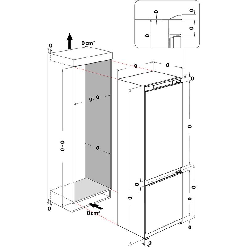 Whirlpool-Combinazione-Frigorifero-Congelatore-Da-incasso-SP40-801--LH-1-Bianco-2-porte-Technical-drawing