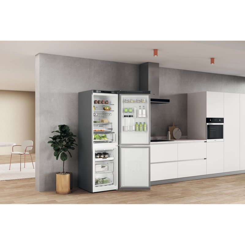 Whirlpool Combinazione Frigorifero/Congelatore A libera installazione W7X 83A OX Optic Inox 2 porte Lifestyle perspective open