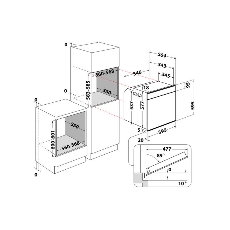 Whirlpool Forno Da incasso AKZMS 8680 BL Elettrico A+ Technical drawing