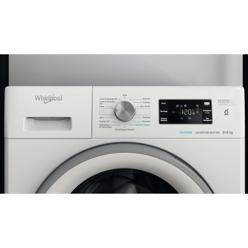 Whirlpool Lavasciugabiancheria A libera installazione FFWDB 96436 SV IT Bianco Carica frontale Control panel