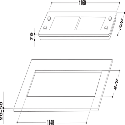 Whirlpool-Piano-cottura-AKM-291-IX-Inox-GAS-Technical-drawing