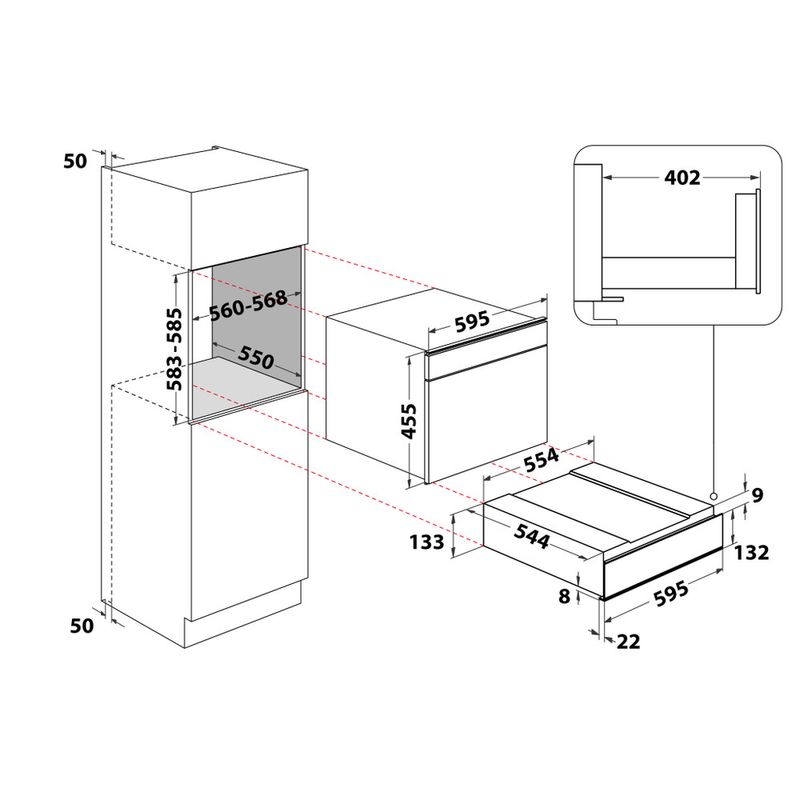 Whirlpool Scaldavivande W1114 Nero Technical drawing