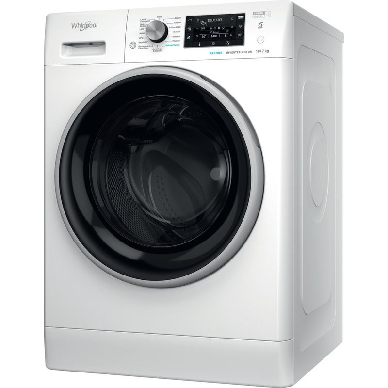 Whirlpool Lavasciugabiancheria A libera installazione FFWDD 107625 WBS IT Bianco Carica frontale Perspective