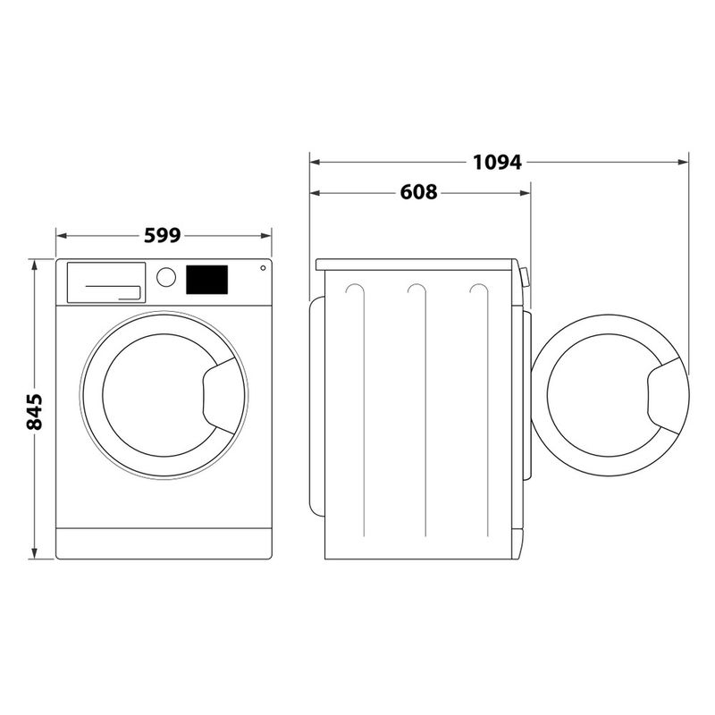 Whirlpool Lavabiancheria A libera installazione W7X W845WR IT Bianco Carica frontale B Technical drawing