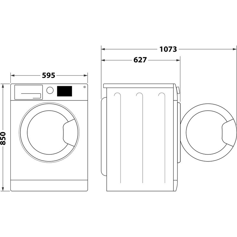 Whirlpool Lavabiancheria A libera installazione FFB R649 BV IT Bianco Carica frontale A Technical drawing