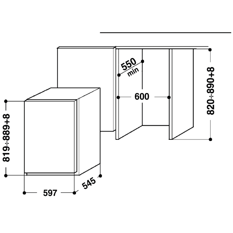 Whirlpool-Congelatore-Da-incasso-AFB-828-A--Bianco-Technical-drawing