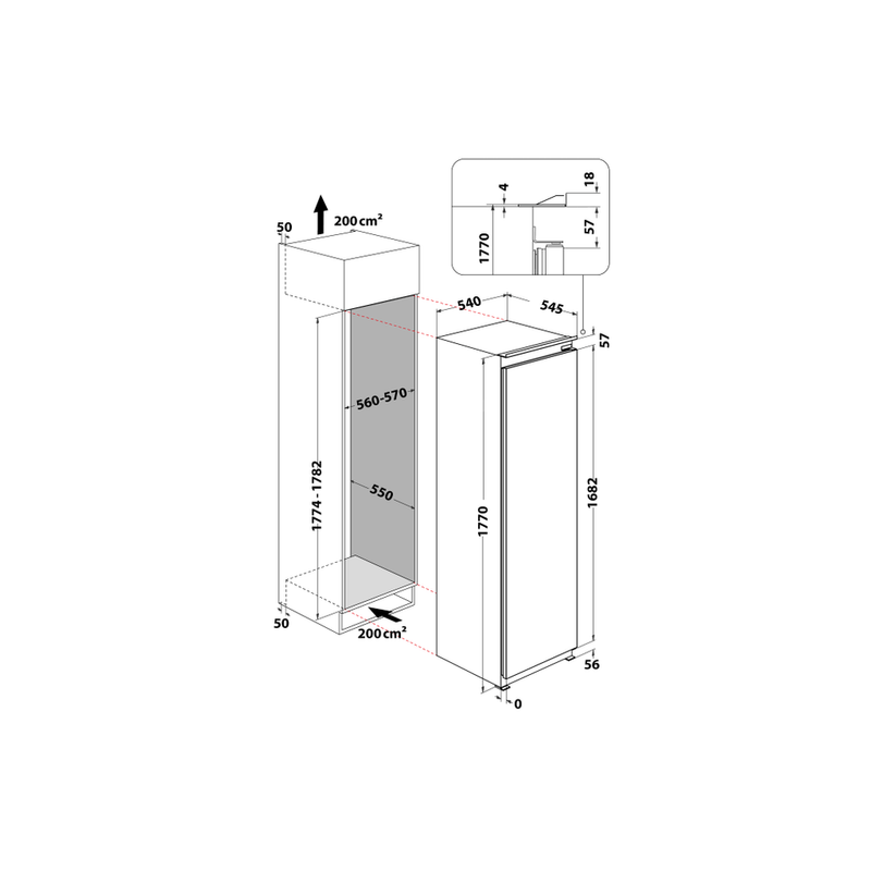 Whirlpool-Congelatore-Da-incasso-AFB-1842-A---Shock-F-Bianco-Technical-drawing