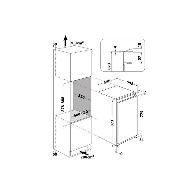 Whirlpool-Congelatore-Da-incasso-AFB-9720-A--Bianco-Technical-drawing