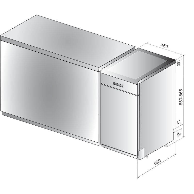 Whirlpool-Lavastoviglie-A-libera-installazione-WSFC-3M17-X-A-libera-installazione-A--Technical-drawing