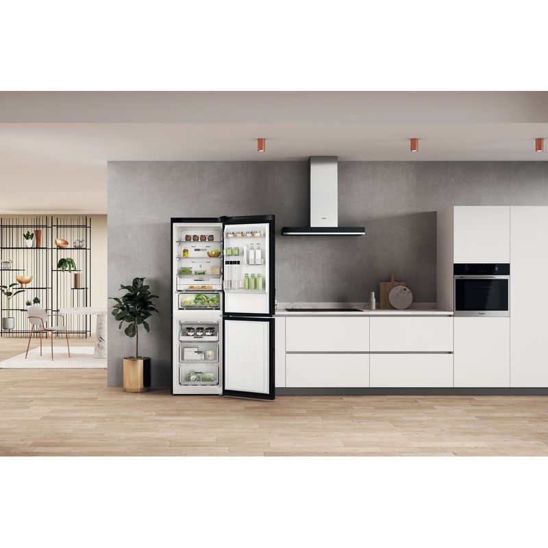 Whirlpool Combinazione Frigorifero/Congelatore A libera installazione W7X 83T KS Nero/inox 2 porte Lifestyle frontal open