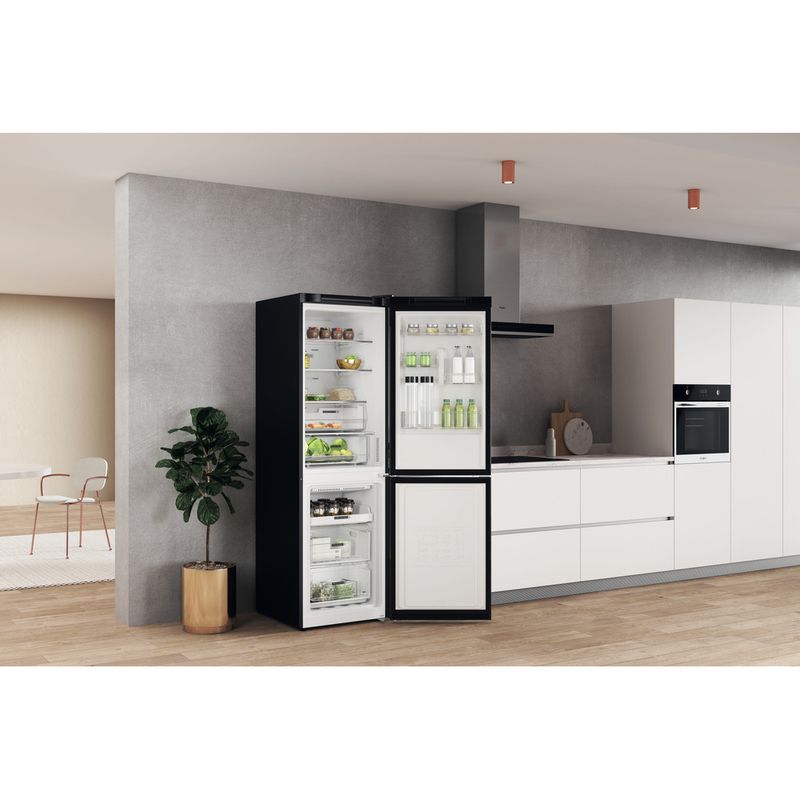 Whirlpool Combinazione Frigorifero/Congelatore A libera installazione W7X 83T KS Nero/inox 2 porte Lifestyle perspective open