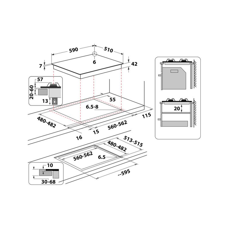 Whirlpool-Piano-cottura-GOA-6423-NB1-Nero-GAS-Technical-drawing