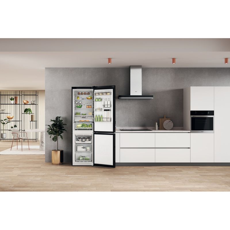Whirlpool Combinazione Frigorifero/Congelatore A libera installazione W7X 93T KS Nero/inox 2 porte Lifestyle frontal open