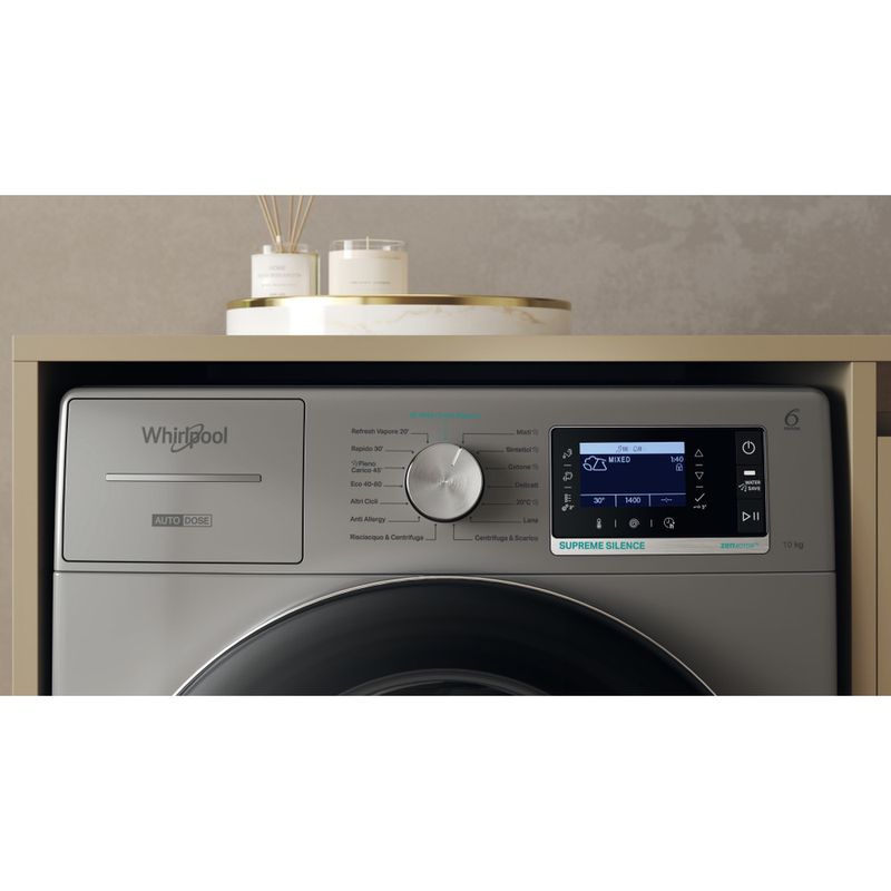 Whirlpool Lavabiancheria A libera installazione W8 09ADS SILENCE IT Argento Carica frontale A Control panel