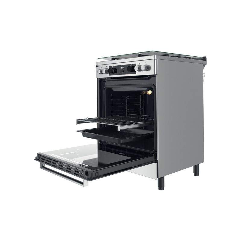 Whirlpool Cucina con forno a doppia cavità WS67G8CHXT/E/1 Inox GAS Perspective open