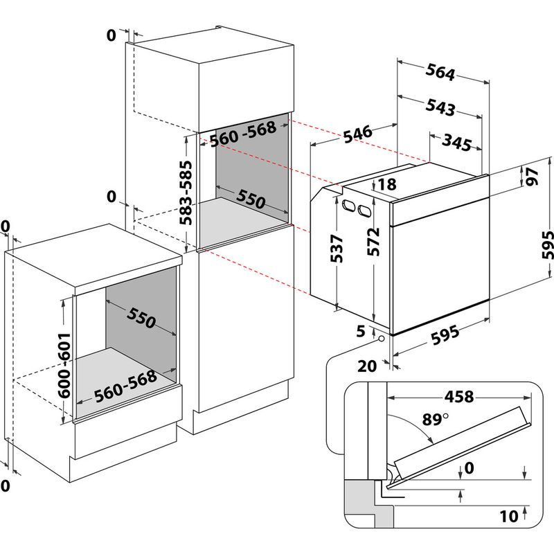 Whirlpool Forno Da incasso AKZ9S 8271 IX Elettrico A+ Technical drawing