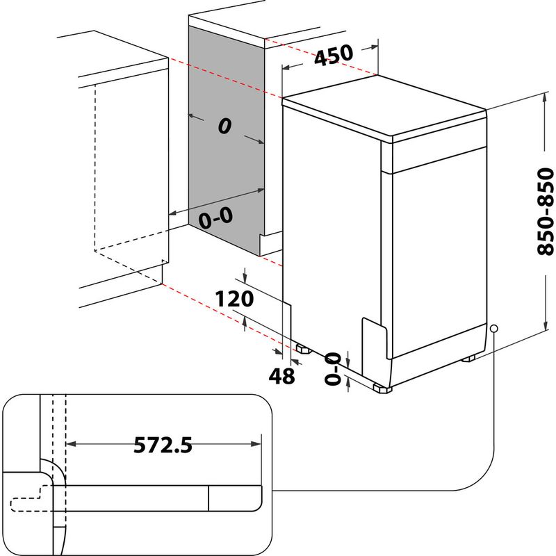 Whirlpool Lavastoviglie A libera installazione WH6FB10BS7A0X A libera installazione B Technical drawing