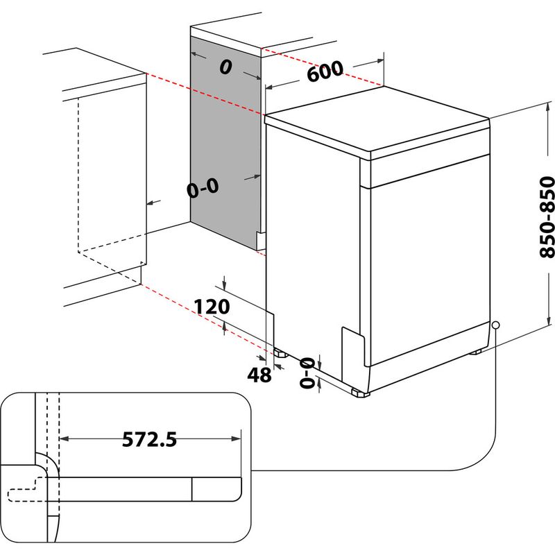 Whirlpool Lavastoviglie A libera installazione WH7FA14BN7A0X A libera installazione A Technical drawing