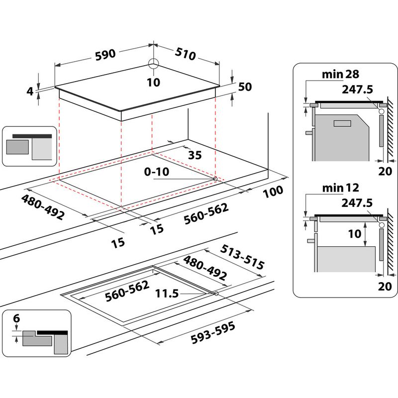 Whirlpool-Piano-cottura-WTX6014DCF-Nero-Induction-vitroceramic-Technical-drawing