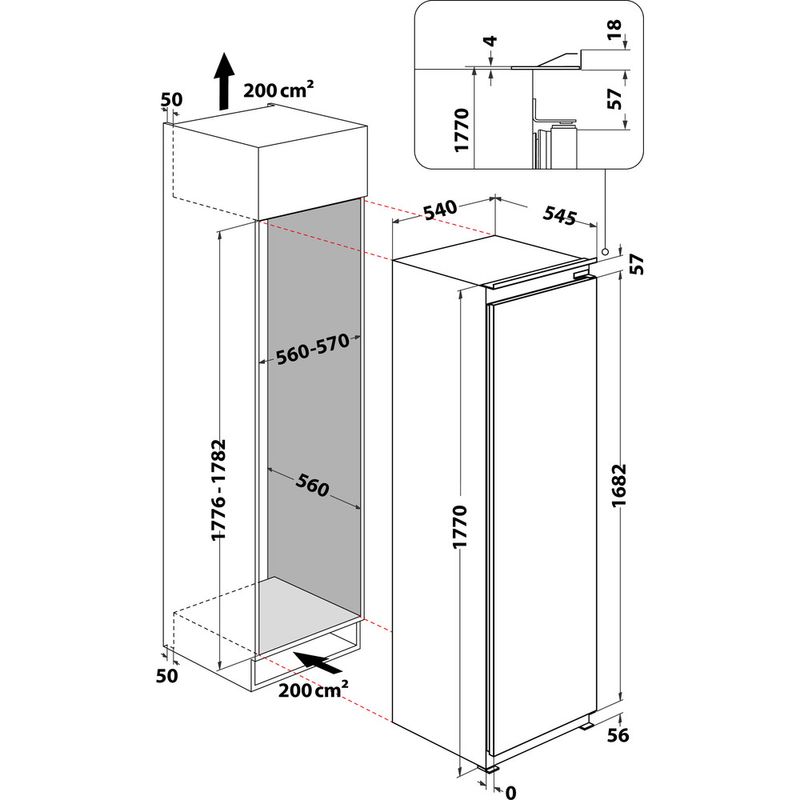 Whirlpool-Congelatore-Da-incasso-WHSD18F073C1-Bianco-Technical-drawing