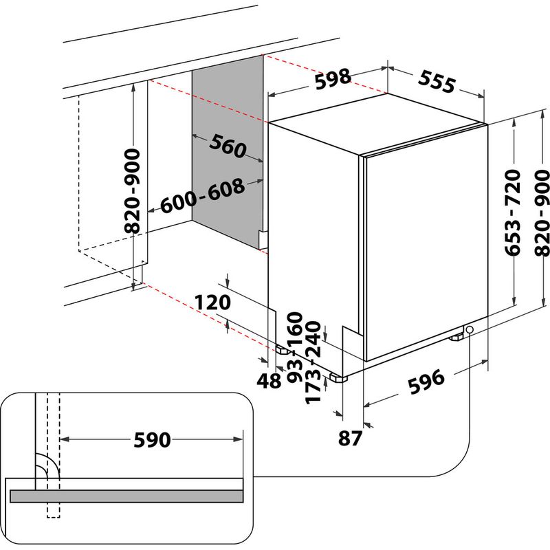 Whirlpool-Lavastoviglie-Da-incasso-W0I-D751A-X-Totalmente-integrato-B-Technical-drawing