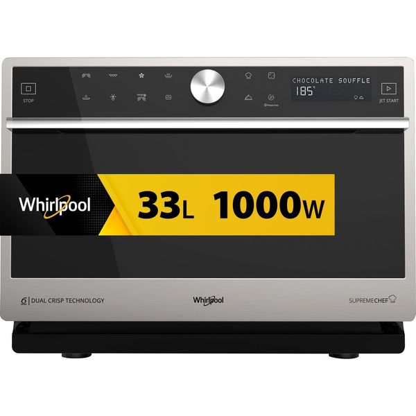 Whirlpool-Microonde-A-libera-installazione-MWSC-9133-SX-Stainless-Steel-Elettronico-33-Microonde-combinato-1000-Frontal
