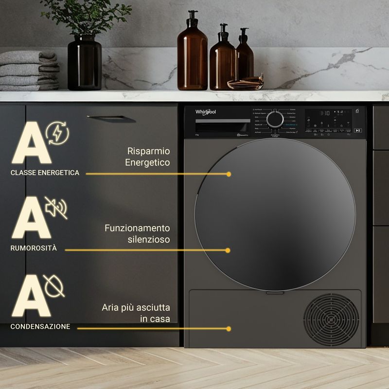 Whirlpool Asciugabiancheria C WD 96M GBS IT Manhattan Gray Lifestyle detail