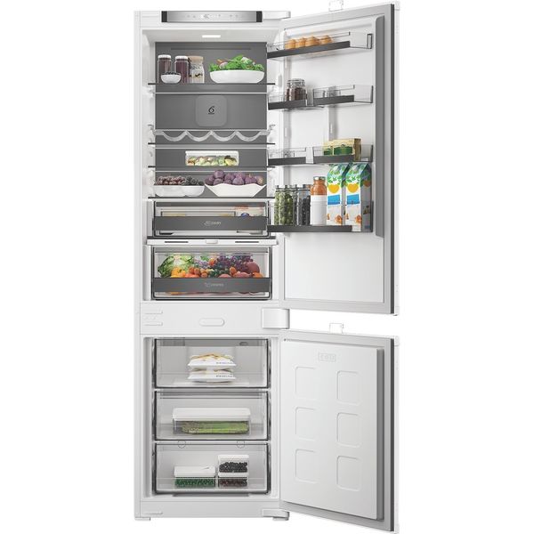 Whirlpool-Combinazione-Frigorifero-Congelatore-Da-incasso-WHK2-5293-B5E1-Zinc-Metal-2-porte-Lifestyle-frontal-open