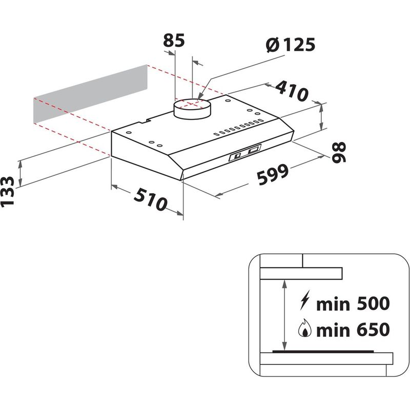 Whirlpool-Cappa-Da-incasso-WSLK-66-1-AS-X-Grigio-Montaggio-a-parete-Meccanico-Technical-drawing